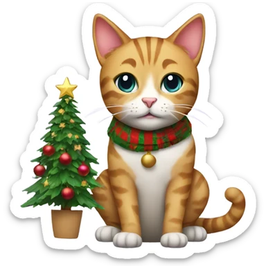 Christmas Cat with Christmas tree sticker