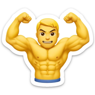 the word GOON in bold, playful muscled font, each letter shaped like stylized flexing muscles, emoji style sticker