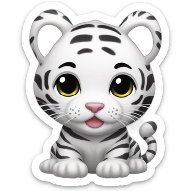 japanese Sanrio like white tiger baby mascot more simply sticker