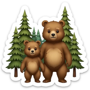 a bear and its cub standing sticker