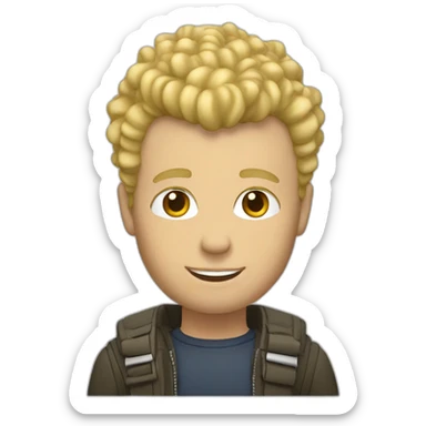 Blonde white man with curly hair Mohawk sticker