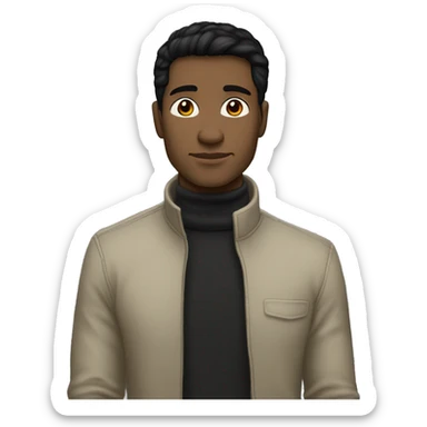 turtle neck straight black  hair slightly lighter swarty skin man sticker