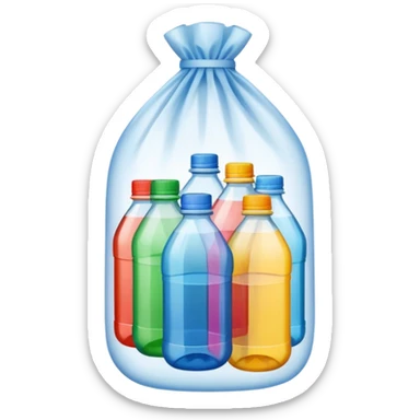 plastic bottles in a bundle bag sticker