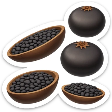 6 black lentils, simple, clear, round, shiny sticker