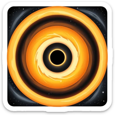 a realistic black hole with an orange accretion disk. sticker