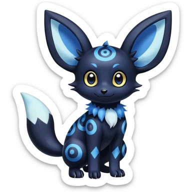 Shiny Cute Adorable Umbreon-Noibat-Meowstic-Hybrid-Creature with pattern-markings sticker