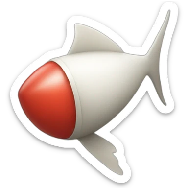 Give me a small private chat with red nose, cone, and black tail fin sticker