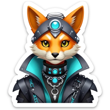 Anthro Edgy Cute Cool Badass Cyberpunk Modern Futuristic Colorful Exotic Shiny Fionbri-Vernid-Fursona Collar  sticker