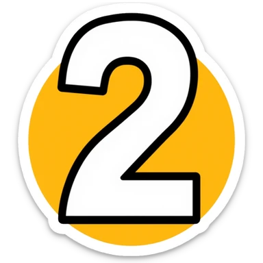Number 2 on a yellow volumetric background sticker