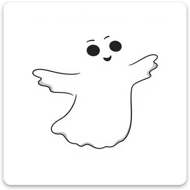 free-spirited ghost character hand-drawn doodle style sticker