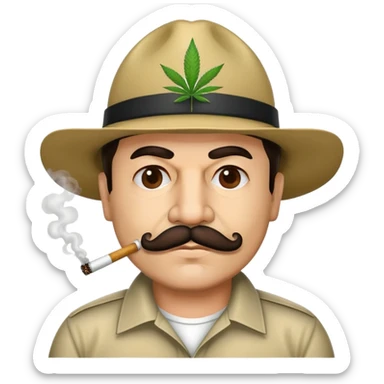 El Chapo drug lord with mustache smoking marijuana sticker