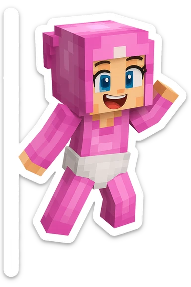 Extract the three Minecraft baby characters from the image as separate images, each on a transparent background. Keep the original Minecraft cartoon style and appearance exactly as in the reference. sticker
