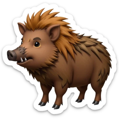 wild boar, punk hair, full body sticker