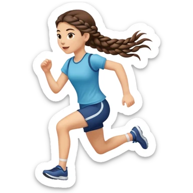 Brunette girl running with long braid sticker