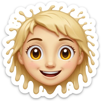 A joyful face with wide eyes and a big smile, tears of laughter flowing. The face radiates positive energy, surrounded by vibrant splashes in dynamic brush strokes. sticker