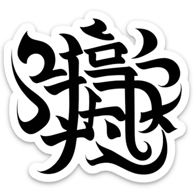 Chinese or Japanese characters 血威華我 with dramatic, powerful imagery sticker