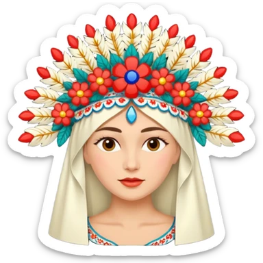 Russian headdress with floral patterns sticker