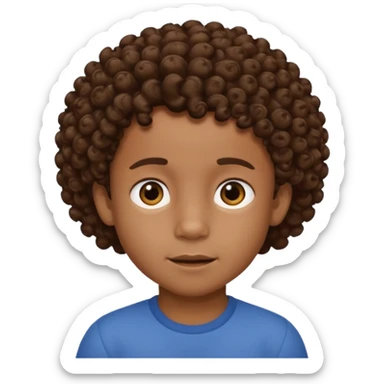 Black 6 year old boy with curly brown hair sticker