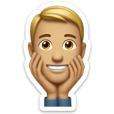 Emoji with feet up hands on chin and smiling sticker