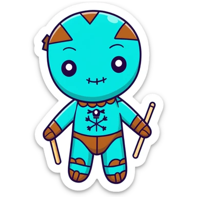 teal and orange voodoo doll sticker