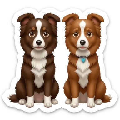 Two brown border collie sitting  sticker