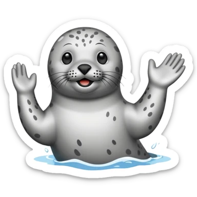 grey seal waving sticker