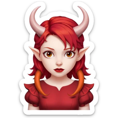 Red hair girl with evil horns and red dress sticker