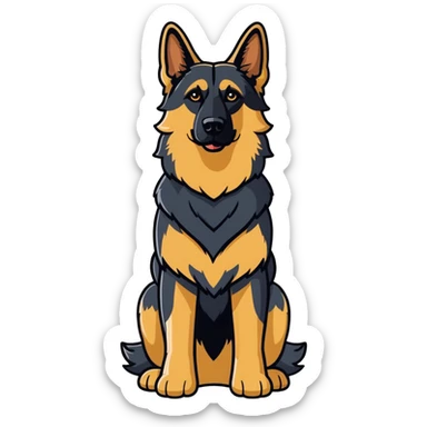 A black and tan long hair German Shepherd looking cool sticker