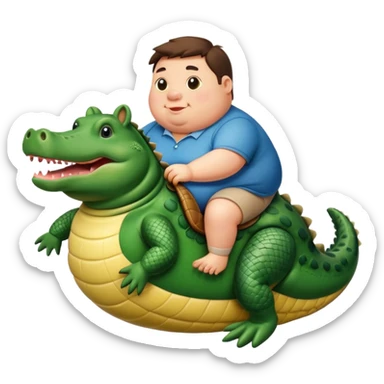 A fat pig riding a alligator  sticker