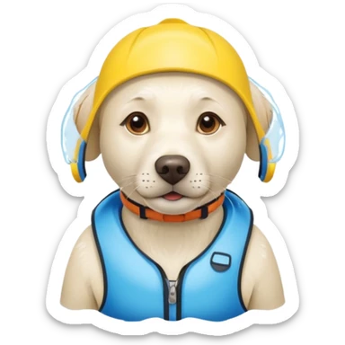 White labrador with snorkel and and swimmers vest sticker