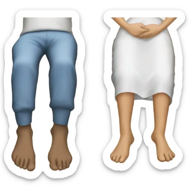 Place the feet of a man and a woman resting on the table sticker