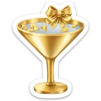 gold martini glass with tiny gold bows sticker
