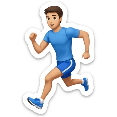 brunette fit man with blue shorts running very fast sticker