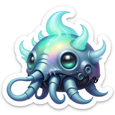 Apocalyptic dystopian foggy steamy iridescent aesthetic-scenery-Fakémon-creature sticker