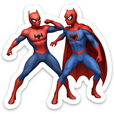 fusion of Batman and Spiderman, superhero mashup, dynamic pose, iconic elements from both characters, no text sticker