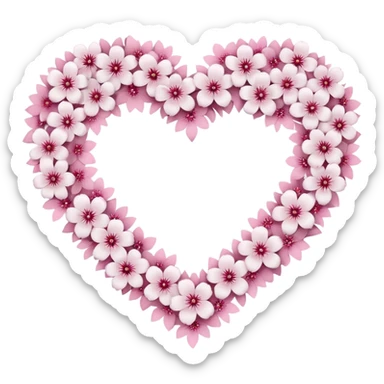 goth sakura heart, heart made of white sakura petals with pink accents sticker