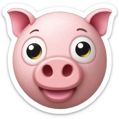 3d sphere with a cartoon Pig skin texture with big childish eyes sticker