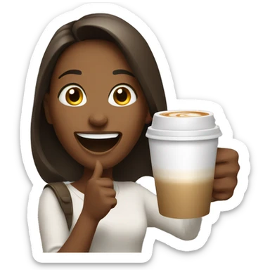 Excited girl with coffee  sticker