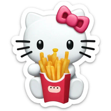 hello kitty eating fries sticker