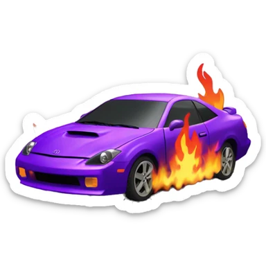 Purple Toyota celica on fire sticker