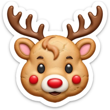 reindeer head shape cookie, no eyes, only have red nose on face sticker