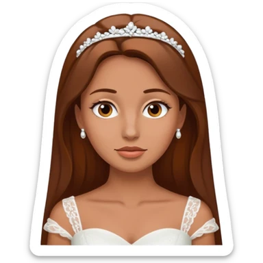 White tanned skin bride with brown hair with a chin on her face sticker