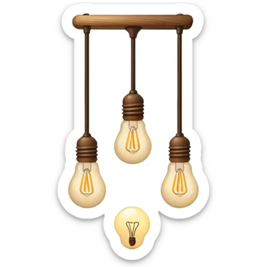 create an icon for a lamp with wooden stick and 3 bulbs hanging with a cable sticker