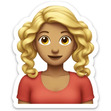 Apple girl emoji tucking hair behind her ear sticker
