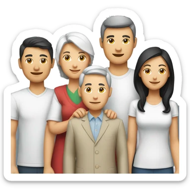 Family 6 people. White mother, asian father sticker
