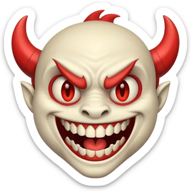 Demon smiles with sharp teeth  sticker