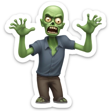 Discombobulated zombie with arms out  sticker