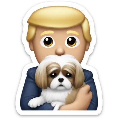 Donald trump holding a shih tzu dog in his arms sticker