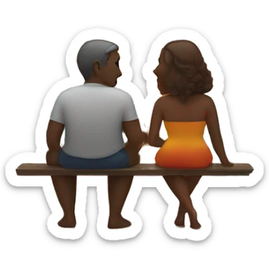 a man and women watching sunset in a beach sticker