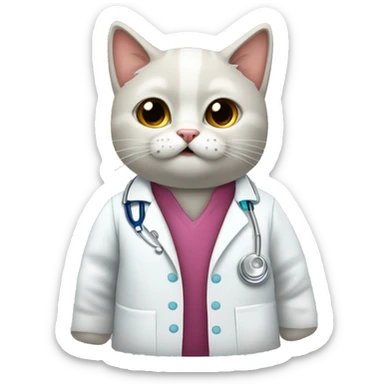 um gato vestido de medico operando sticker
